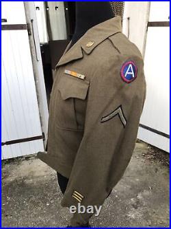 Ww2 Us 3 Rd Army Ike Jacket Size 36 R Dated 24 Juin 1944